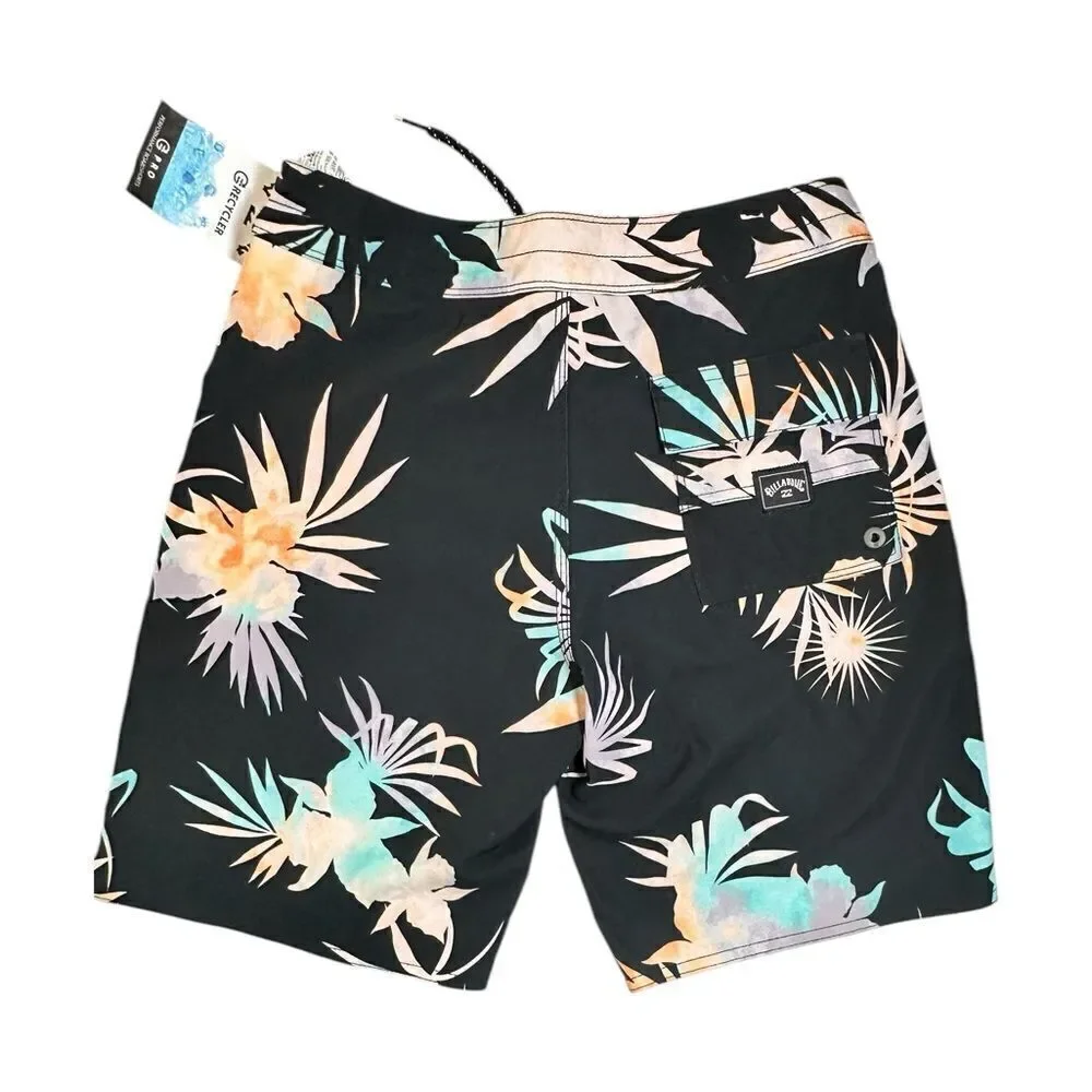 NWT Billabong Youth Boys Recycler Sunday Pro Board Shorts Black Floral - Size 25
